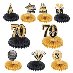 70th Birthday Decoration Centerpieces Supplies Black Gold