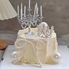 12Pcs Pearl Bow Cake Cupcake Toppers Birthday Wedding Party Decor