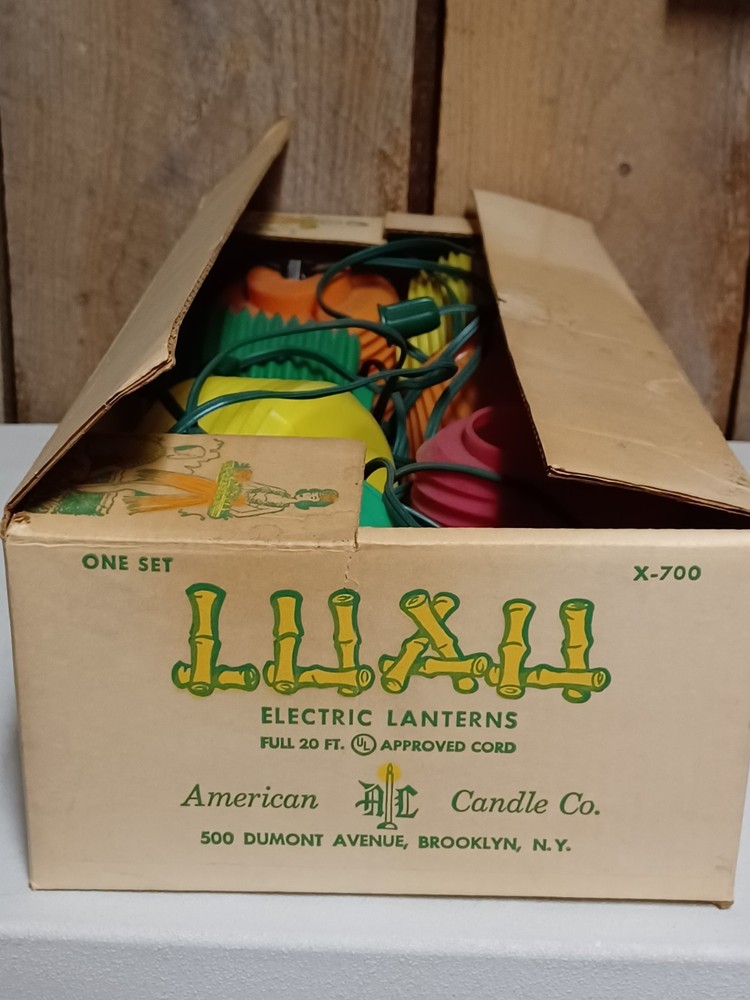 VTG American Candle Co. X700 LUAU Electric Tiki Lanterns 7 Count Made in USA