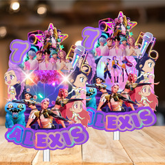 KPOP ANIME W/FREE demon hunters PERSOLNALIZATION CUPCAKE CAKE TOPPER PARTY DECOR