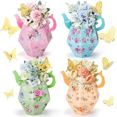 8 Pcs Tea Party Decorations, Flower Boxes Centerpiece Floral Teapot Vase Tabl…