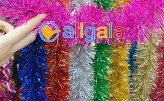 Allgala Turquoise Tinsel Garland, 50 Feet Christmas Metallic Foil Tinsel Garland