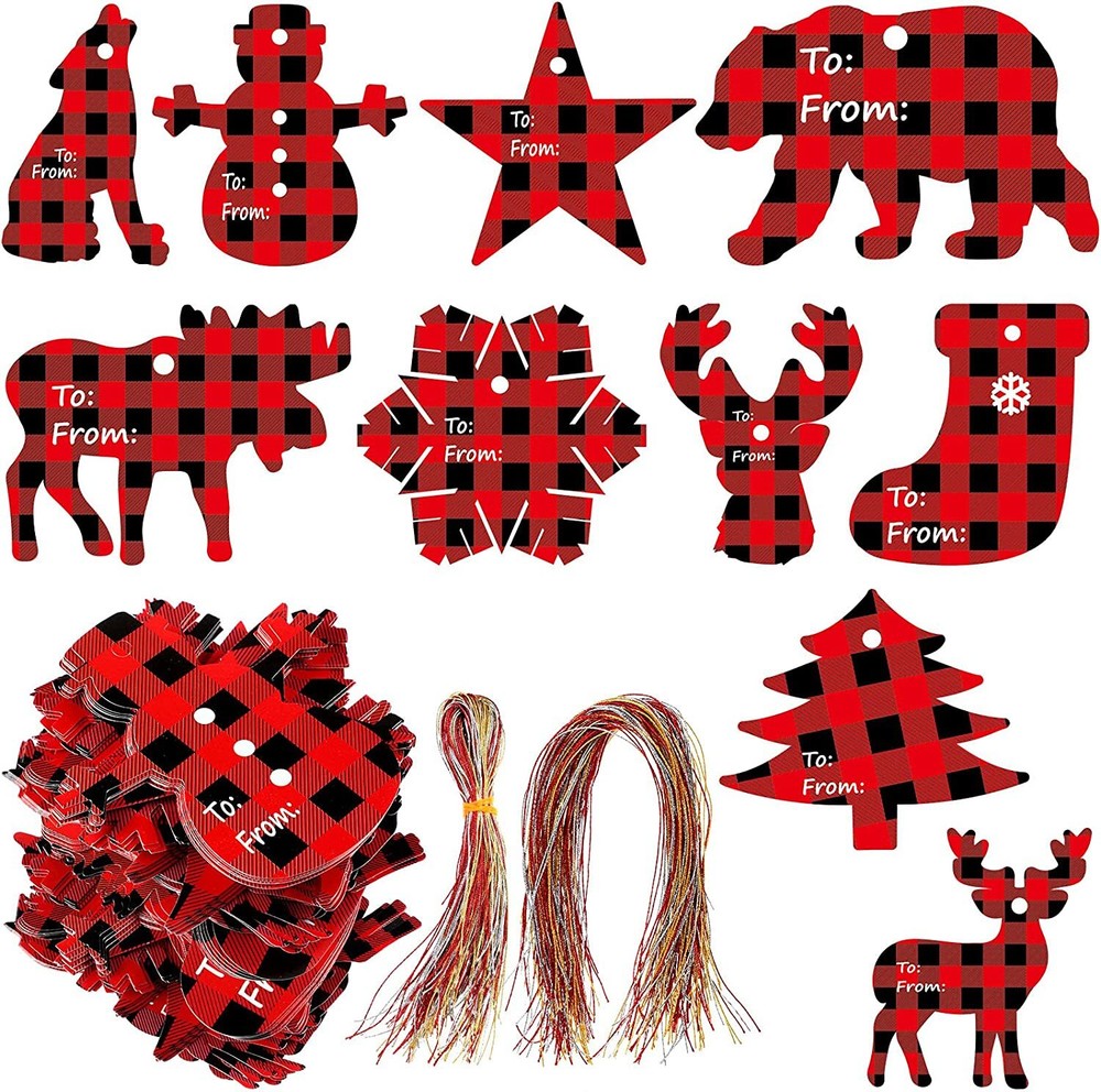 120PC Christmas Tag Red Greeting box Cards Xmas New Year Gifts Fantasy DIY Decor