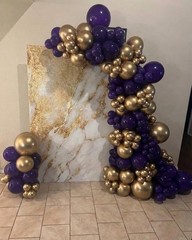 Purple Gold Balloon Garland Arch Kit Dark Purple Metallic Star Balloons for