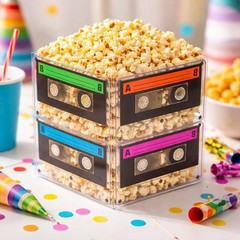 Cassette Tape Bucket Centerpiece (Pack of 4) 80s Party Supplies, 90’s Theme P…