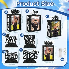 10 Pcs 2026 Graduation Table Decorations Boxes Black Photo Display Graduation Ce