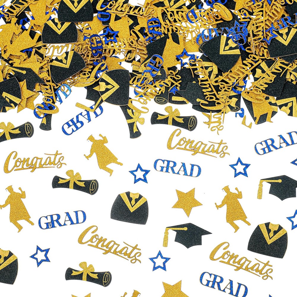 300 PCS Blue Black Gold Graduation Confetti 2026 Class of 2026 Decor