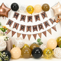 Leopard Birthday Decorations, Gold Cheetah Print Animal Balloons Brown Black and