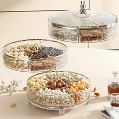 Candy Storage Box Snacks Organizer with Cover Fruit Nuts Tray 2 Layer