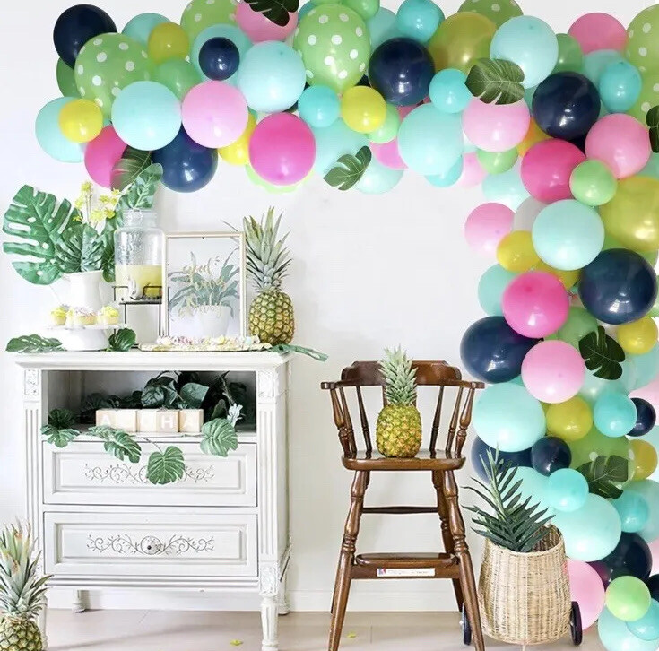 Tropical Balloons Arch Garland Kit Green Hot Pink Blue Latex Party Decor Luau