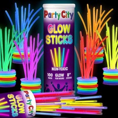 100 Glow Sticks Bulk Party Pack 8”– Neon Glow in the Dark Party Supplies, Glo…