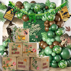 6 Pcs Dinosaur Party Decorations Kit with 12X12X12 Inch Theme Boxes, Banner, Bal