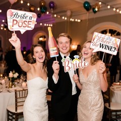 Wedding Party Photo Booth Props Funny Bride Shower Reception Selfie 17 PCS