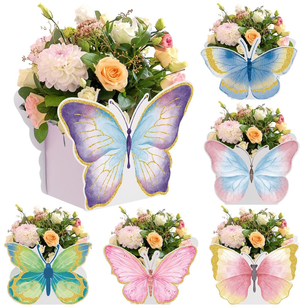 6 Pcs Butterfly Centerpieces for Baby Shower Birthday Tea Party Favors Decor …