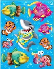 LUAU TROPICAL FISH CLINGS Window Glass Mirror Stickers Mermaid Party Decorations