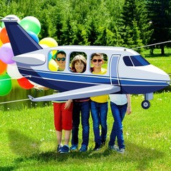 Airplane Shaped Photo Prop Selfie Frame Airplane Birthday Decoration Large Fa…