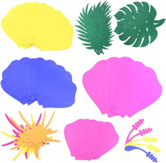 Tropical Party Decorations Supplies, Luau Hibiscus and Tropical Leaves Multi-Col