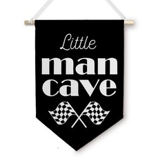 Little Man Cave Boy Nursery Wall Canvas Banner, Cars Room Decor for Boys, Che…