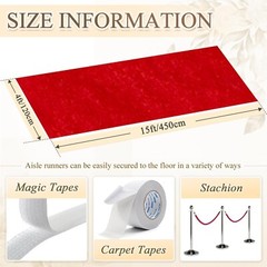Red Carpet Runner for Party Wedding Aisle Decorations 4FTx15FT Aisle Runners NEW