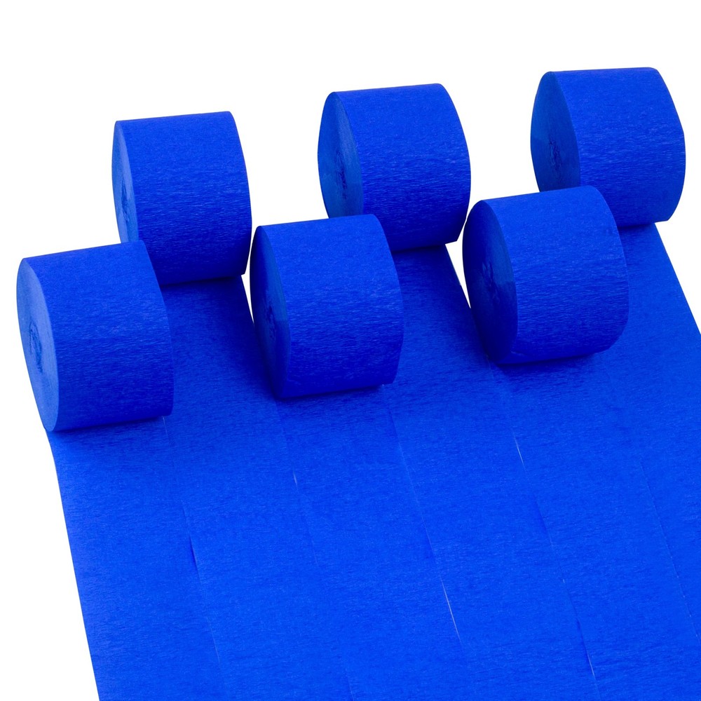 6 Rolls 1.8 Inch x 82 FT Navy Blue Colorful Crepe Paper Streamers Party Decor