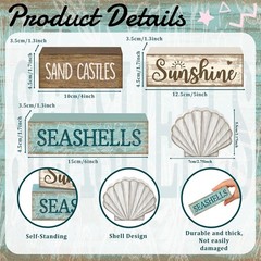 4-Piece Rustic Beach Summer Decor Set – Colorful Wooden Tabletop Centerpieces