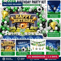Soccer Birthday Party Decorations Set, Soccer Party Supplies with 6 x 4 ft Backd
