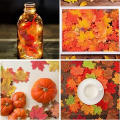 Arbootjin Fake Fall Leaves 100 Pcs Artificial 3.15 x inches, Muticolor