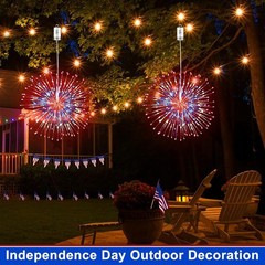 Patriotic Firework Lights 2-Pack 360 LED Red White Blue Remote Timer Outdoor