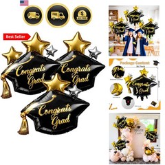 3Pcs Graduation Cap Balloons Large Congrats Grad Foil Balloons for Class of 2…