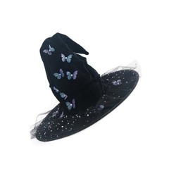 Carnivals Witch Hats Masquerades Ribbon Wizard Hats Adult Kids Witch Hats