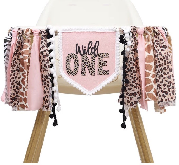 Wild One 1St Birthday High Chair Banner – Safari Jungle Banner Cheetah
