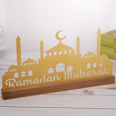 Enlarged 15.7in Metal Ramadan Table Sign – Eid Mubarak Tabletop Hollow Letters