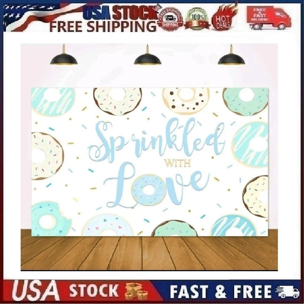 Sprinkled with Love Backdrop Baby Shower Donut Party Colorful Dots Confetti 5×7′