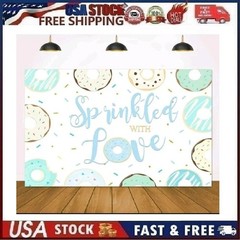 Sprinkled with Love Backdrop Baby Shower Donut Party Colorful Dots Confetti 5×7′