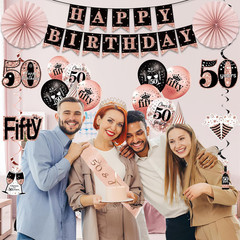 50Th Birthday Decorations for Women, Happy 50Th Birthday Banner Crown Sash | 33P