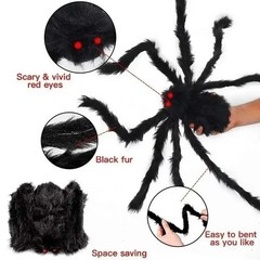 Halloween Giant Plush Spider Decoration–Large Black Horror Party Prop 30cm-200cm