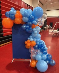 Blue and Orange Balloons,12 Inch Navy orange Balloon with Metallic Blue Confe…
