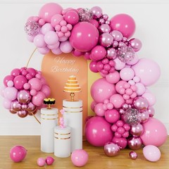 Hot Pink Balloon Arch Kit Garland 140Pcs Different Sizes of 18 12 10 5 Inch