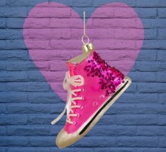 Retro Converse Shoe Glass Ornament Mens Womens Kids Adult 70s 80s Pink Barbie