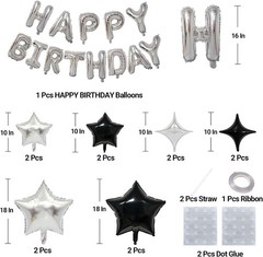 DIY Photo Booth Backdrop with Silver and Black Birthday Balloon Decoration Kit
