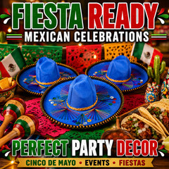 Mini Mexican Charro Sombrero Hat 8″ Blue Fiesta Party Decor Cinco De Mayo