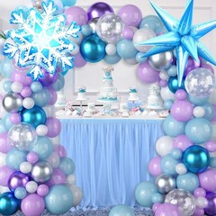 Snow Balloon Garland Arch Kit, Snowflake Pearl Blue Purple Metallic Purple Bl…