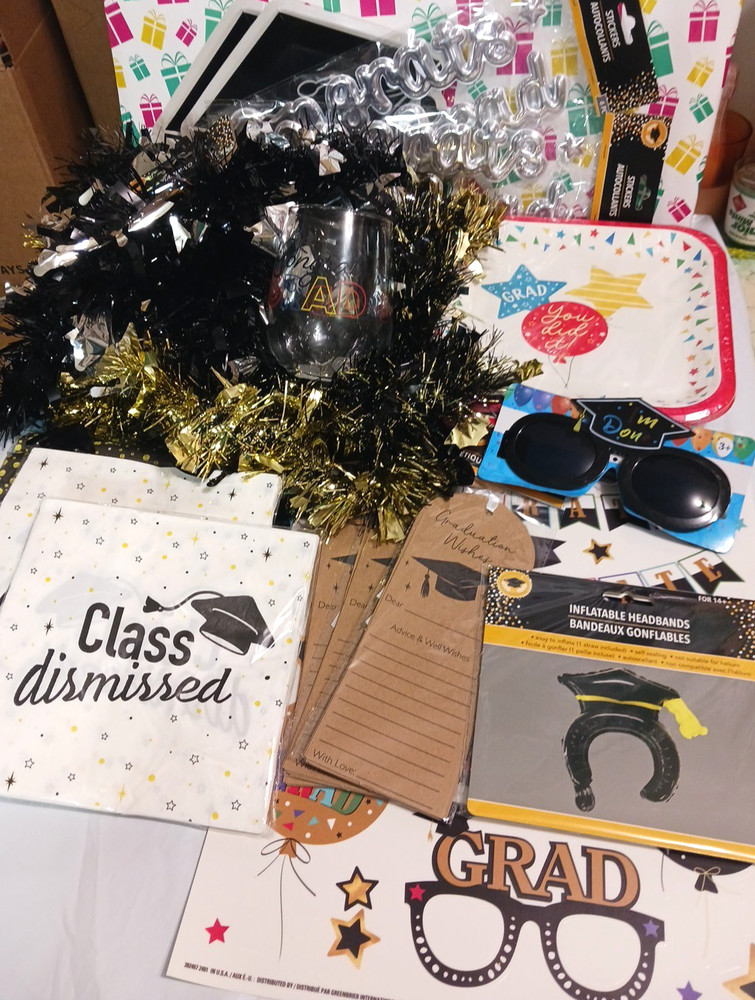 Graduation Party Supplies. Decorations, stickers, clings, plates, napkins, glass