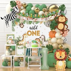Wild Birthday Decorations,Jungle Safari Animal Theme First Birthday Decoratio…