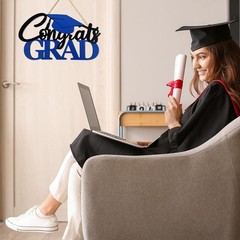 Graduation Decoration 2026 Blue Congrats Grad Wood Sign Photo