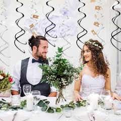 30 PCS Hanging Swirl Decorations Black Silver Party Streamers Ceiling 24 Inch