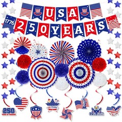 Aneco 250th Anniversary Decorations Set 4th of July Patriotic Decor USA Flag …