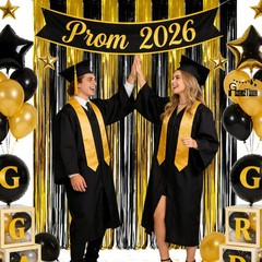 Black and Gold Foil Fringe Party Backdrop – GREATRIL One Size,