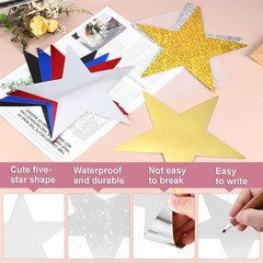 48 Pcs Silver Stars Cutouts, 6 Inch Double Printed Paper Stars Cutout