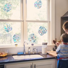GORGECRAFT 6×7 Inch Leaf Window Clings Static Rainbow Stickers